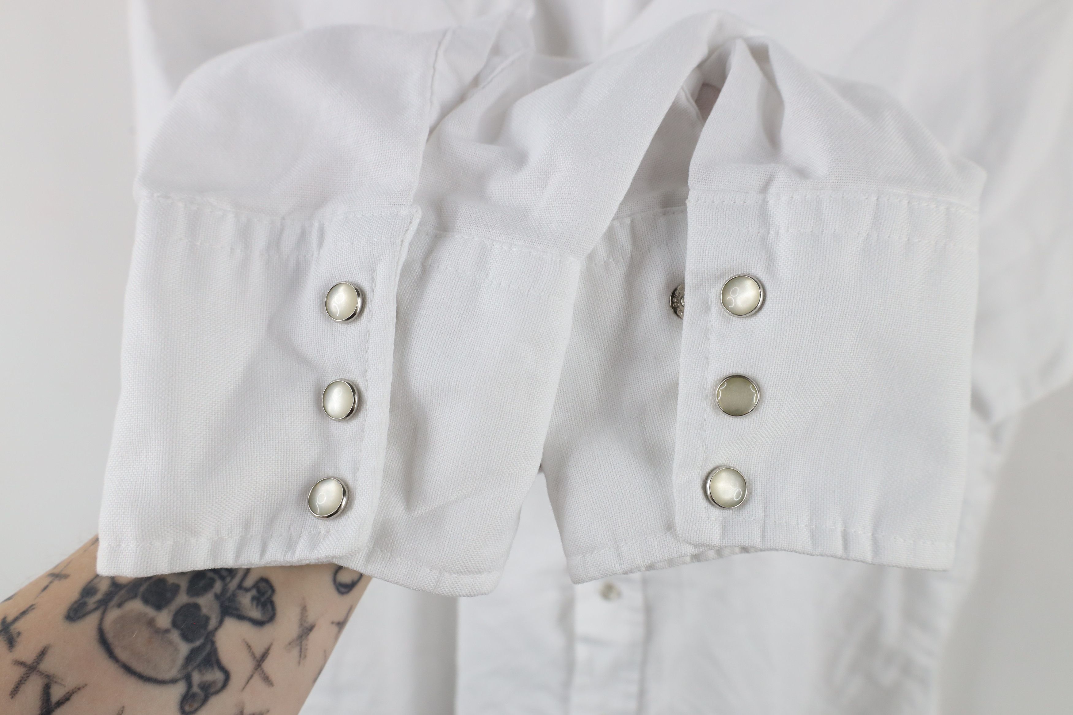 Vintage Vintage 90s Rockabilly Rodeo Snap Button Shirt White USA Size US M / EU 48-50 / 2 - 6 Thumbnail