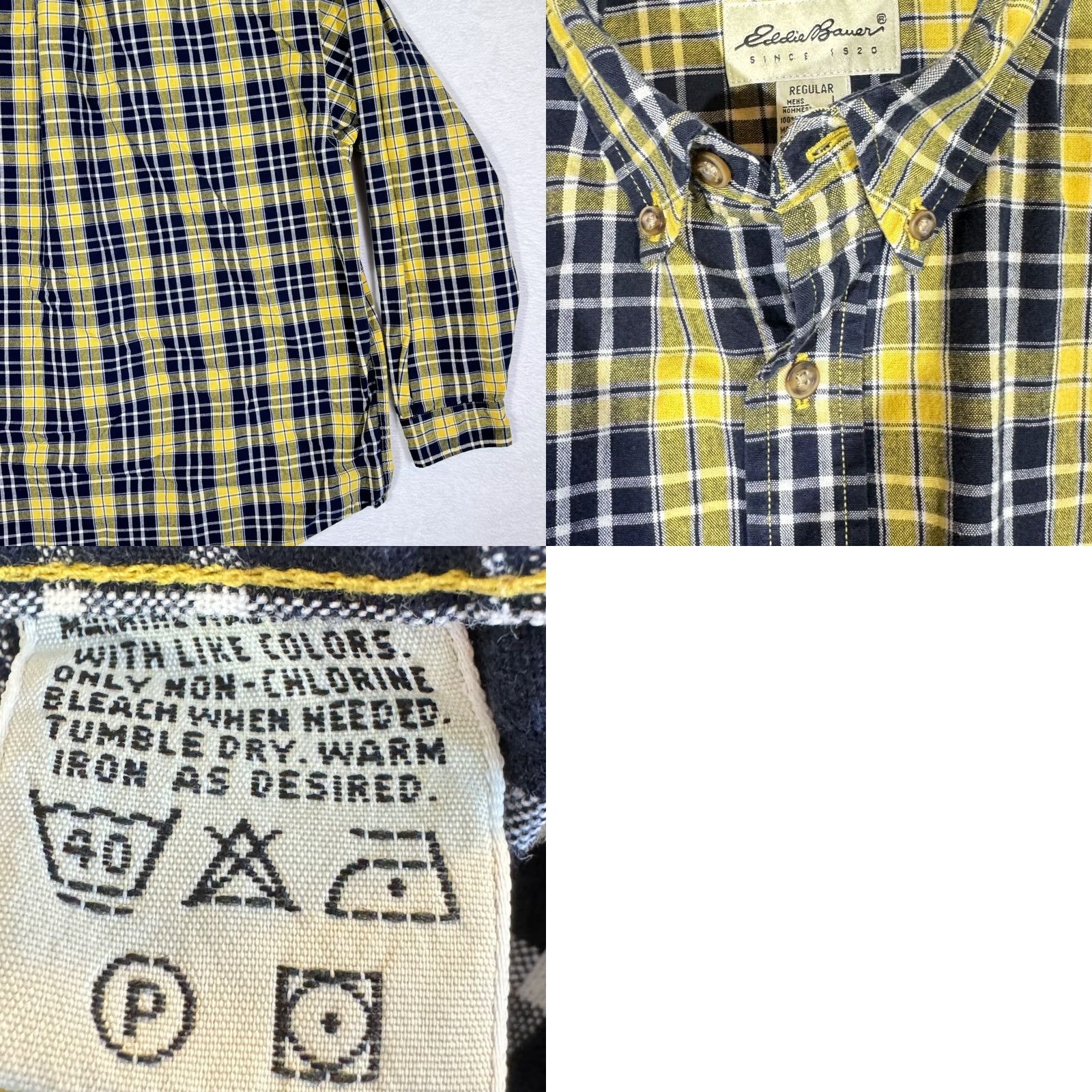 Eddie Bauer Eddie Bauer Shirt Black Yellow Plaid 100% Cotton Button-Down L Mens Sportsman Size US L / EU 52-54 / 3 - 9 Thumbnail