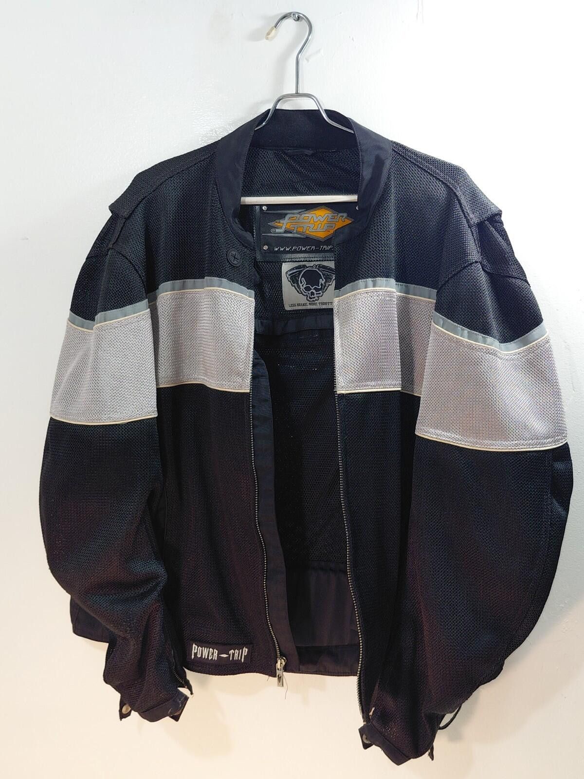 Other Power Trip Black&Grey Mesh Motorcycle Jacket Size 2XL Padded Size ONE SIZE - 1 Thumbnail