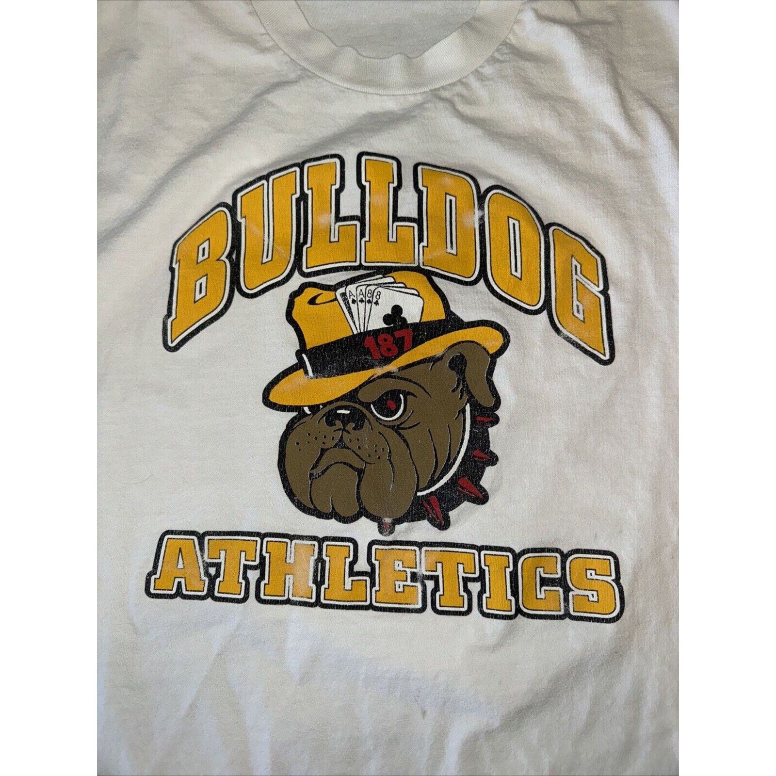 Vintage Vintage Y2K Bulldog Athletics T-Shirt White XL 23.5x28 Size US XL / EU 56 / 4 - 2 Thumbnail