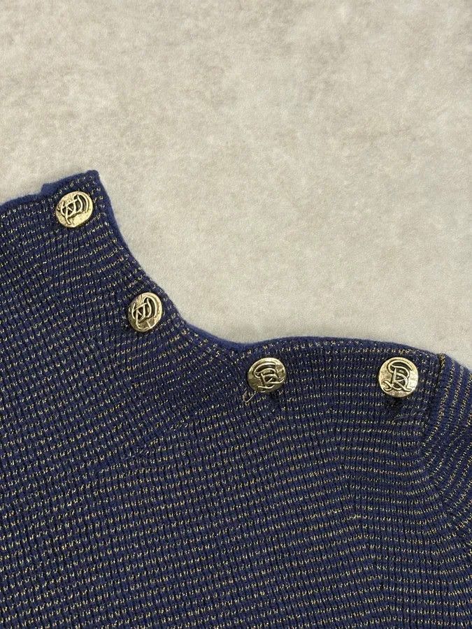 Vintage 2000s Sonia Rykiel Navy Striped Cashmere Sweater Size M / US 6-8 / IT 42-44 - 8 Thumbnail