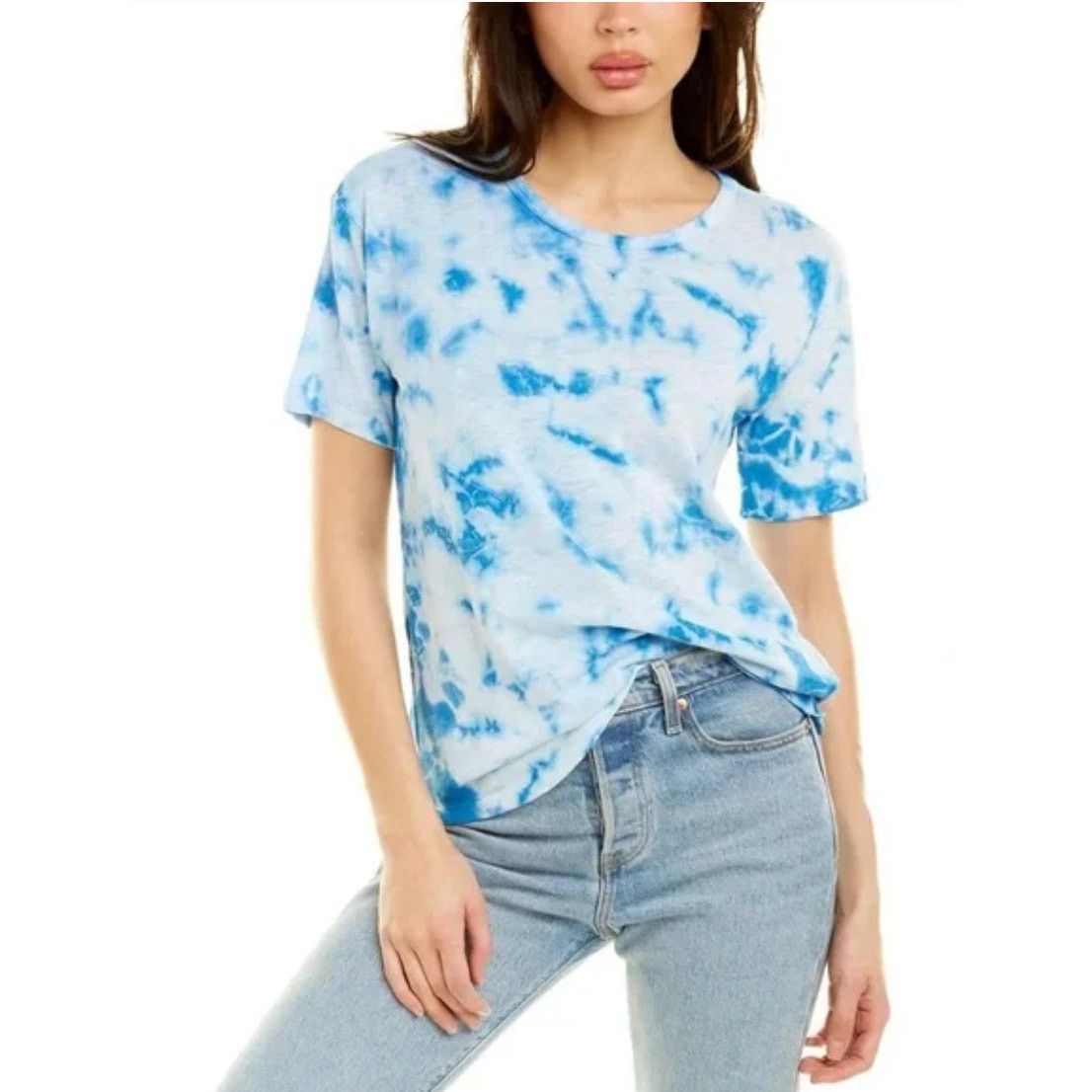 AMO Scoop Neck Tee Slub Jersey - Sky Tie Dye Size XS NWT