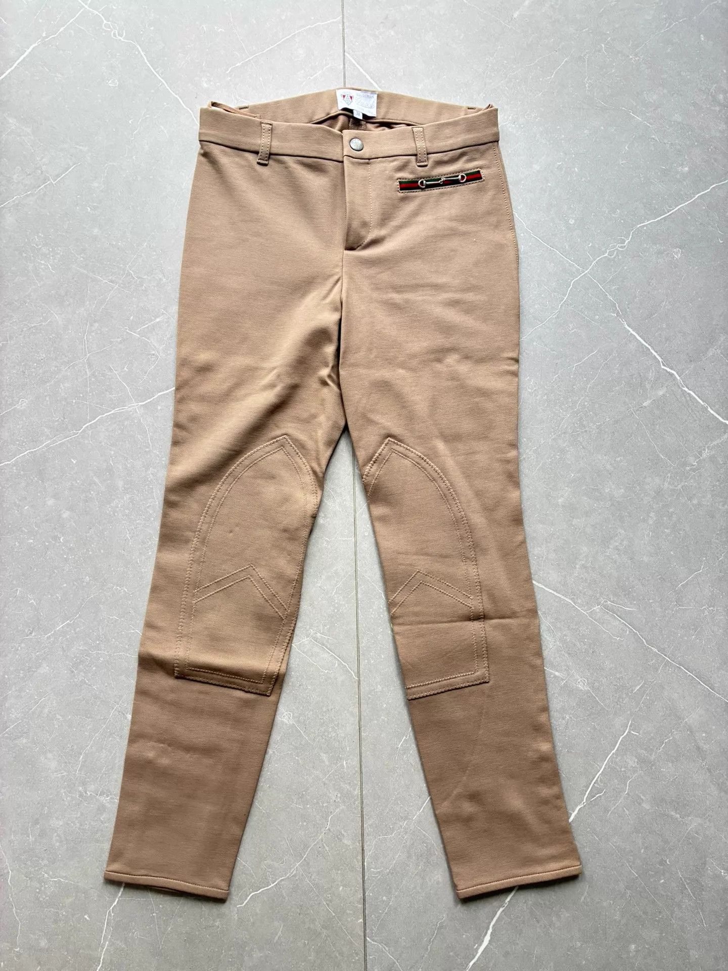 Gucci Gucci Khaki Riding Trousers 38 Red/Green Webbing Size 26" / US 2 / IT 38 - 1 Thumbnail