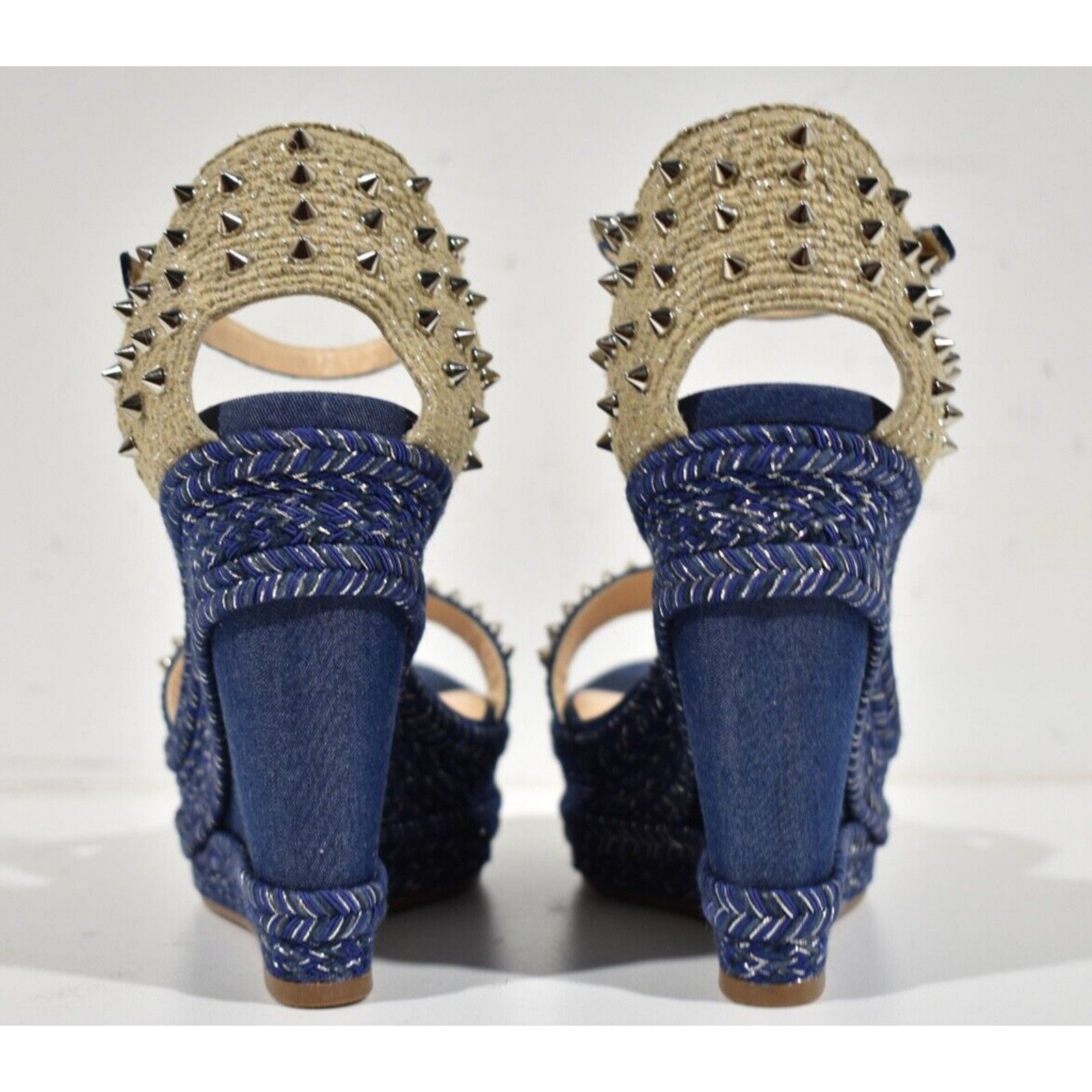 Christian Louboutin Madmonica 120 Blue Denim Platform Wedge Sandal Heel Pump 41 Size US 11 / IT 41 - 11 Thumbnail