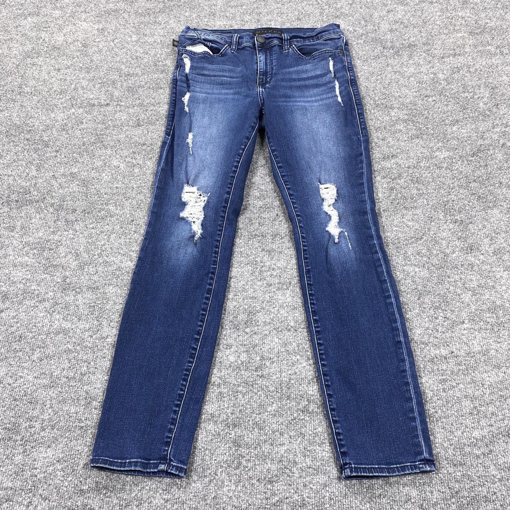 Vintage Rock & Republic Jeans Womens 28 Blue Skinny Medium Wash Slim Distressed Denim Size 28" / US 6 / IT 42 - 2 Thumbnail