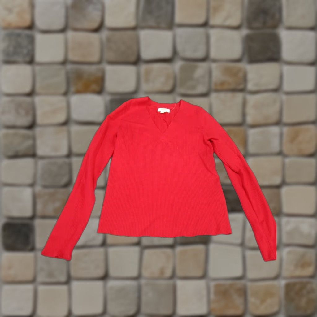 Vintage Maeve Womens Shirt Small Red Ribbed Knit V-Neck Pullover Sweater Size S / US 4 / IT 40 - 1 Thumbnail