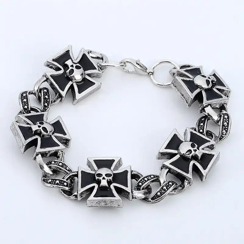 Japanese Brand × Vintage Black Cross Skull Bracelet Size ONE SIZE - 2 Thumbnail