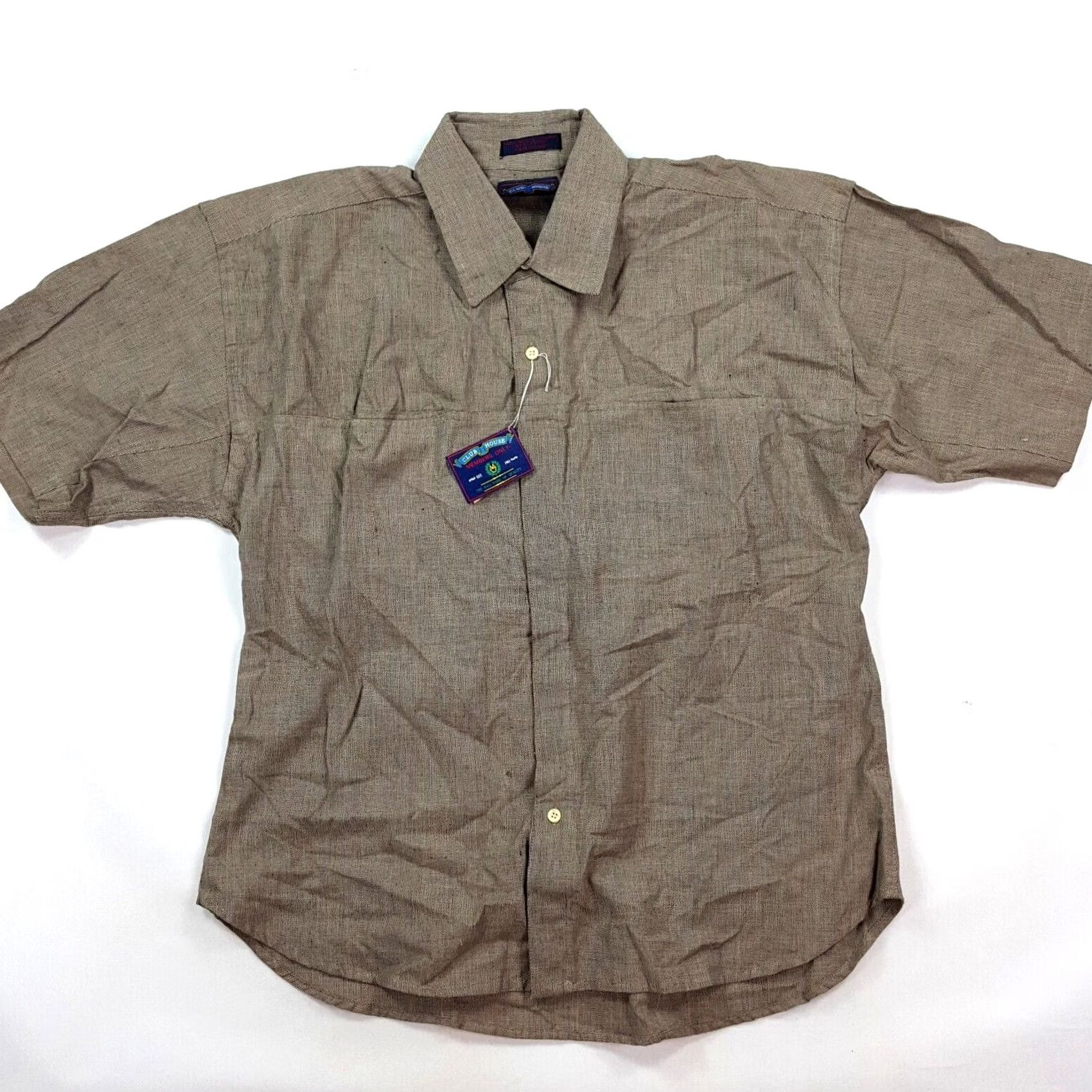Members Only VINTAGE Members Only Shirt Brown 90s Woven Collared Short Sleeve Button-Up Mens M Size 40R - 2 Thumbnail