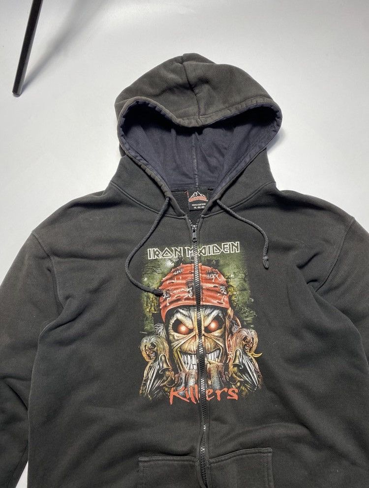 Band Tees × Iron Maiden × Vintage Vintage Iron Maiden distressed sun faded zipper zip hoodie Size US XL / EU 56 / 4 - 19 Thumbnail