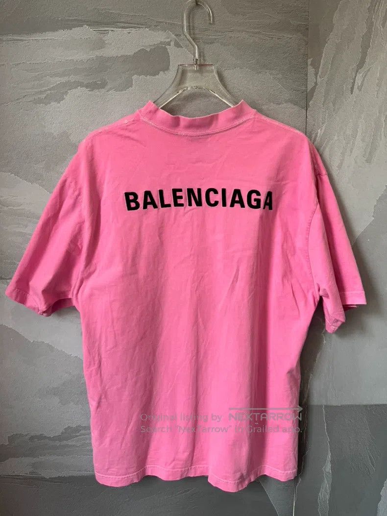 Balenciaga Balenciaga Pink Washed Aged Embroidered Letter Short-sleev Size US M / EU 48-50 / 2 - 2 Thumbnail