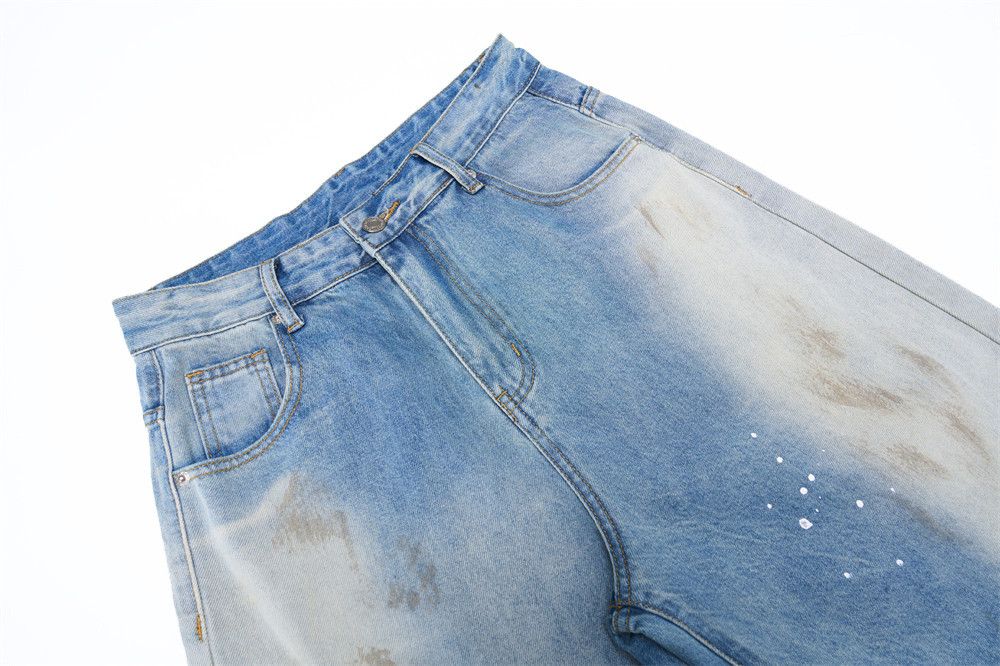 Vintage Men's ink-splashed distressed dirty loose straight jeans Size US 32 / EU 48 - 3 Thumbnail