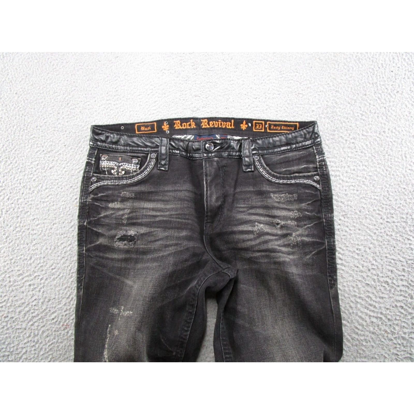 Vintage VINTAGE ROCK REVIVAL NURI EASY SKINNY SIZE 33 LIMITED EDITION BLACK JEANS 336/935 RARE Size 24" / US 00 / IT 34 - 3 Thumbnail