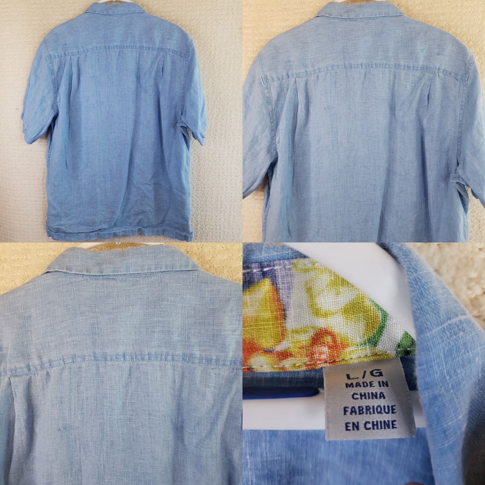 Tommy Bahama Tommy Bahama Shirt Men's L Blue Short Sleeve Button-Up Linen 100% Linen Embroidered Pocket Beach Tropical Summer Relaxed fit Mens Size US L / EU 52-54 / 3 - 8 Thumbnail