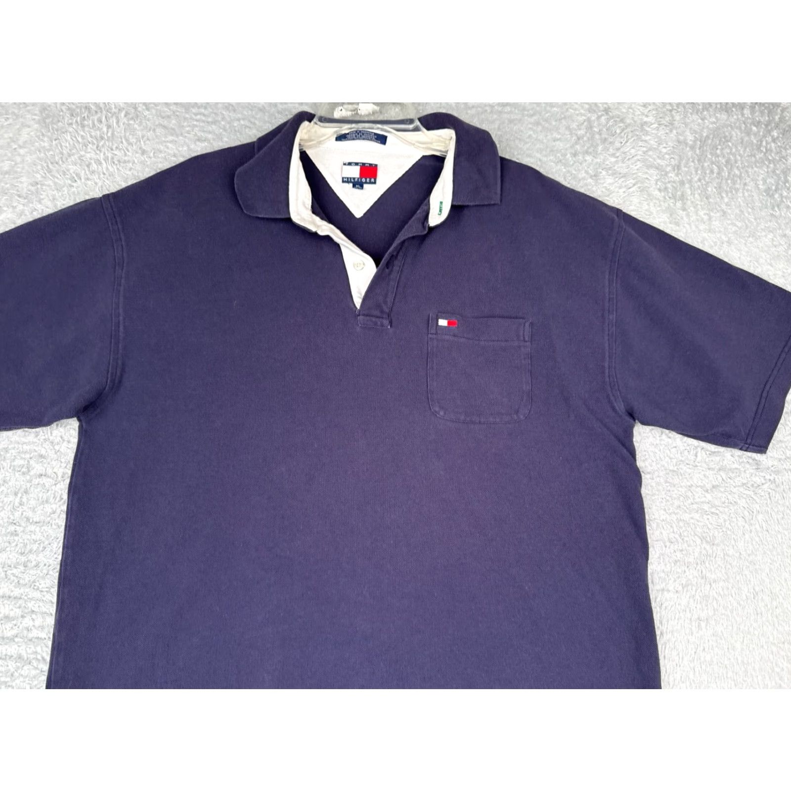 Tommy Hilfiger Tommy Hilfiger Polo Shirt Men XL Blue Short Sleeve Cotton Slim Fit Bag Pocket Buttoned Collar Shirt Size US XL / EU 56 / 4 - 4 Thumbnail