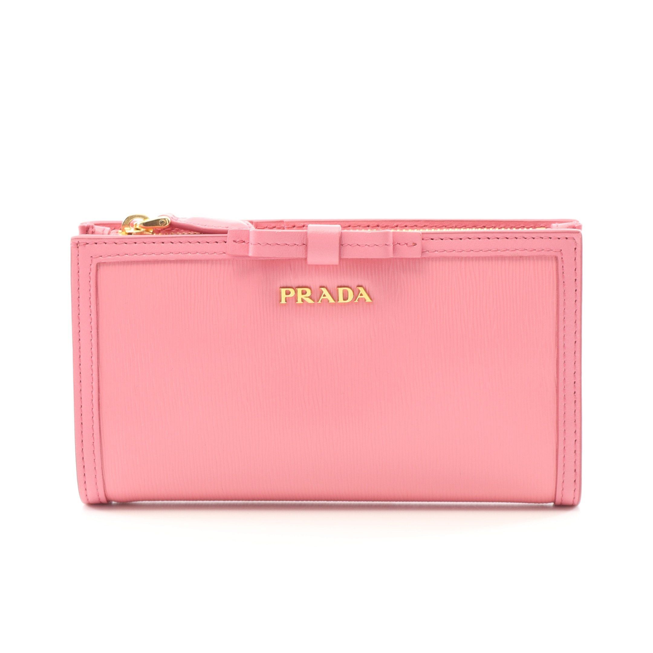 Prada Prada Vitello Move Fioco Bi-Fold Wallet Leather Pink Size ONE SIZE - 1 Thumbnail