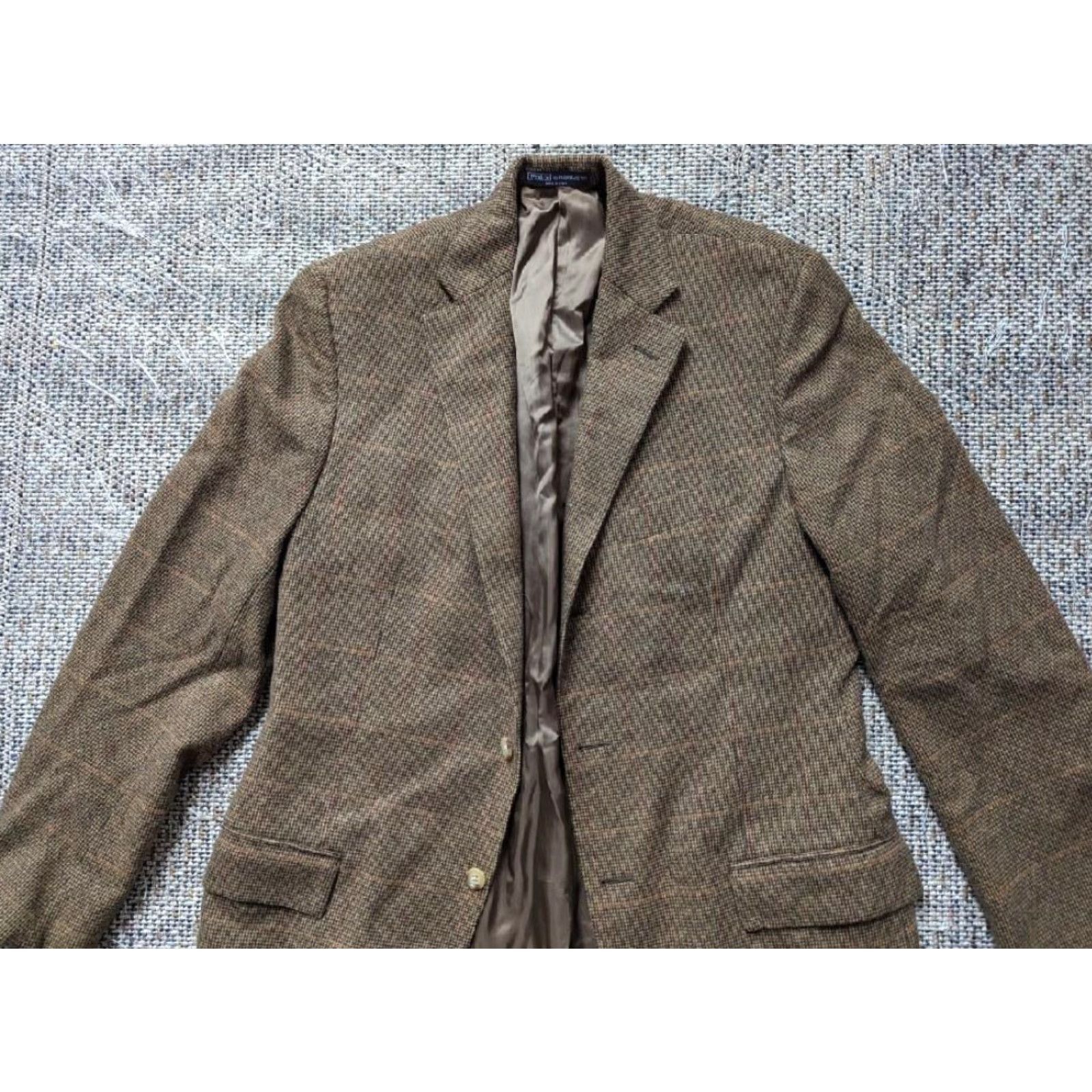 Polo Ralph Lauren VINTAGE POLO Ralph Lauren Blazer Shirt ITALY Made Angora Wool Windowpane 39L Brown Mens blazer Size US L / EU 52-54 / 3 - 6 Thumbnail