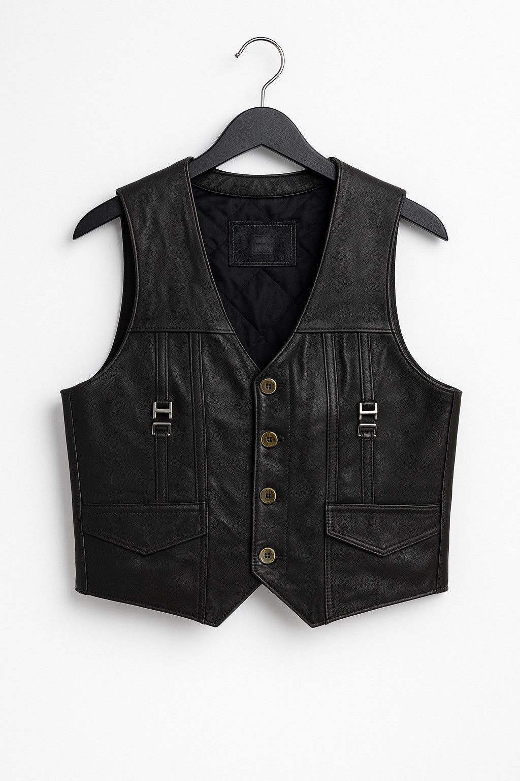 Giorgio Fiorelli Vintage Fiorelli Black Leather Western Biker Waistcoat Size US S / EU 44-46 / 1 - 1 Thumbnail