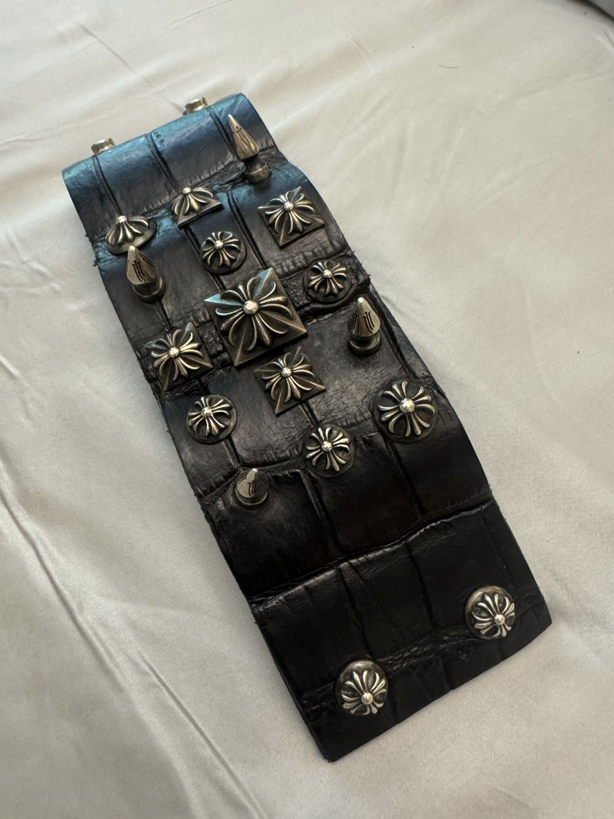 Chrome Hearts Crocodile skin Alligator Punk Stud Spike Bracelet Size ONE SIZE - 4 Thumbnail