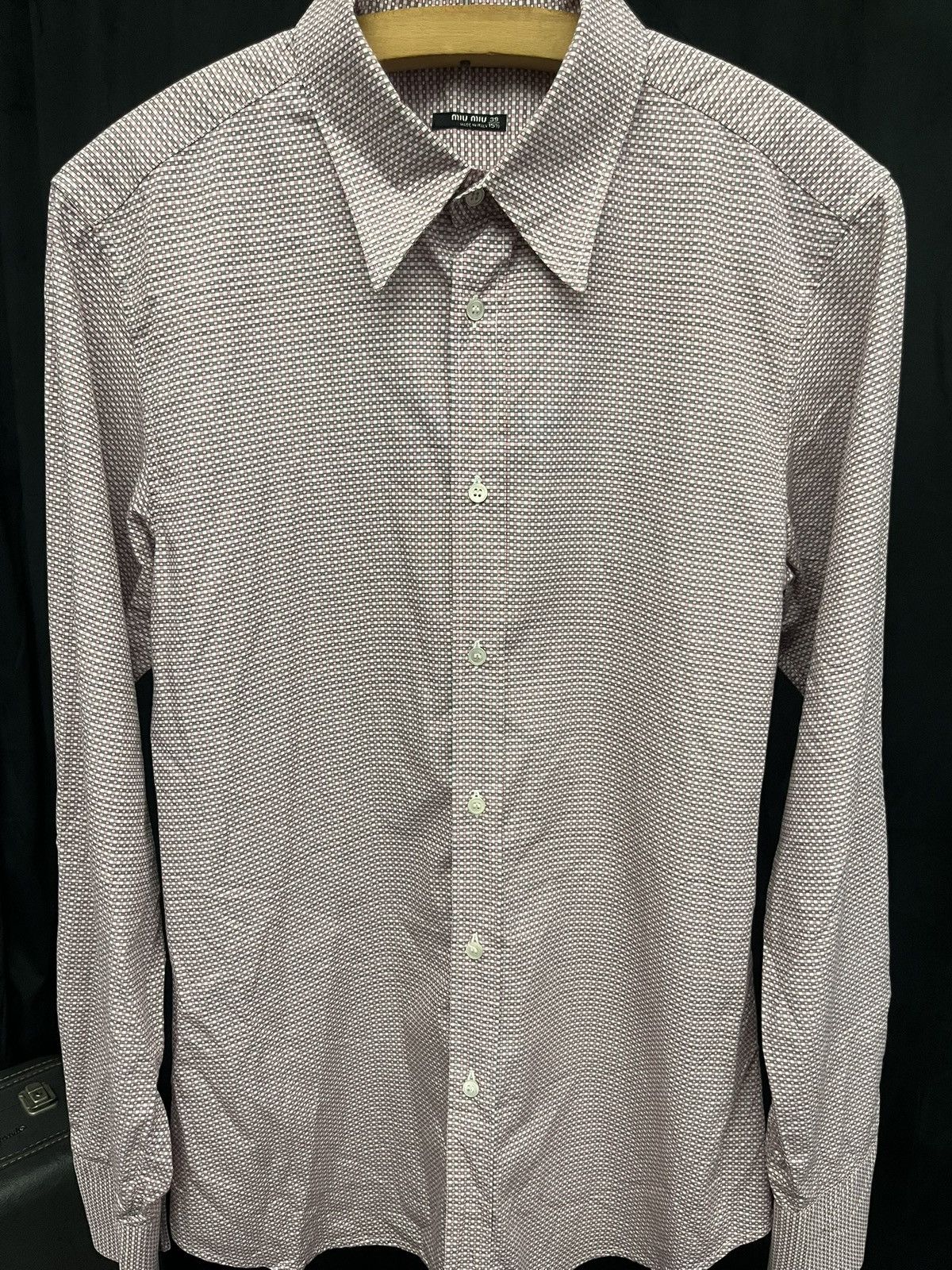Miu Miu Miu Miu Italy Vintage Micro-Grid Dress Shirt - NWOT Size US M / EU 48-50 / 2 - 2 Thumbnail