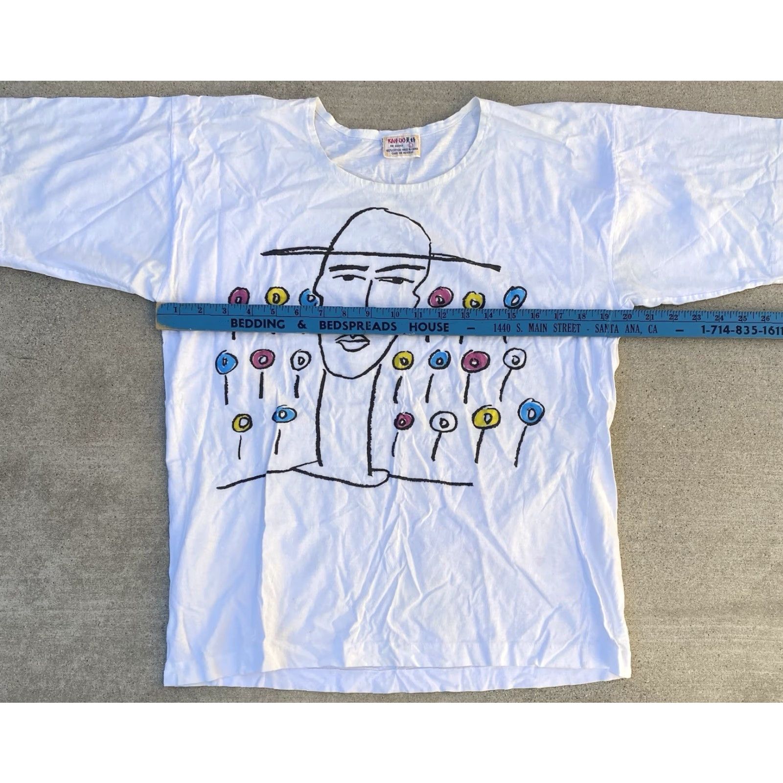 Vintage VINTAGE KAN-DO T-Shirt Graphic Print Tee White 1980s 70s Abstract Art Short Sleeve L Mens Vintage Graphic Print Tee Size US L / EU 52-54 / 3 - 5 Thumbnail