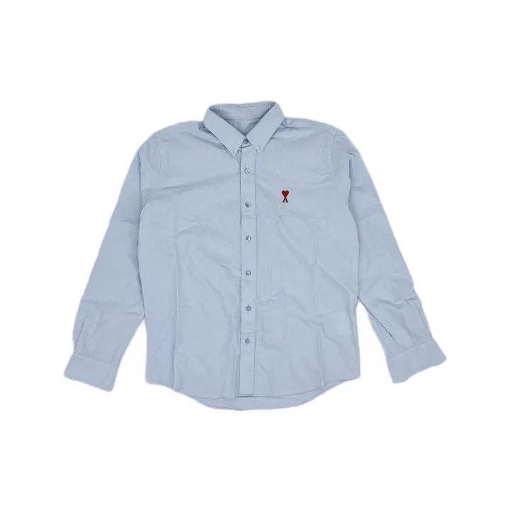 AMI AMIPARIS Blue Heart Logo Oxford Shirt -2507 Size US M / EU 48-50 / 2 - 2 Thumbnail
