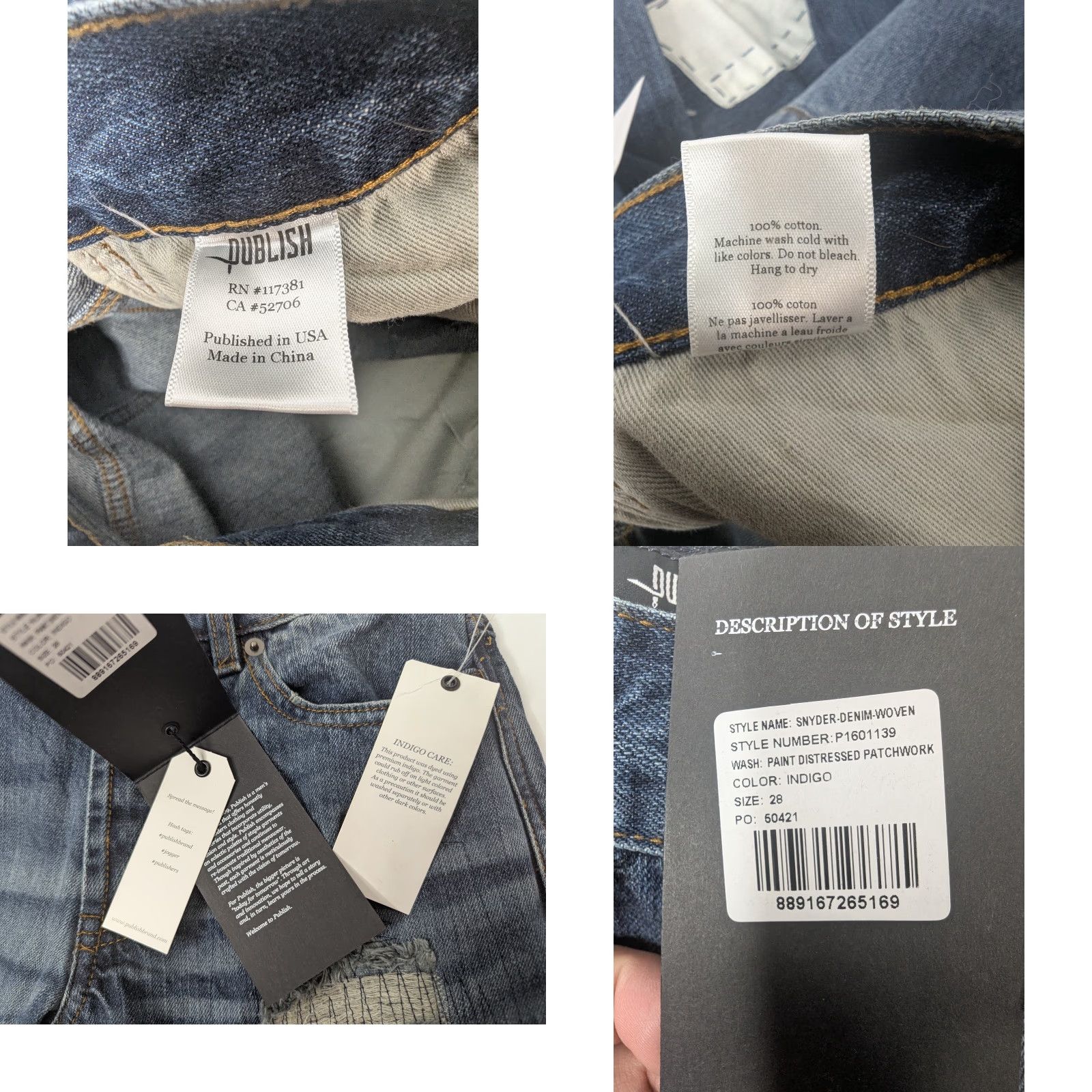 J Brand Publish Brand Jeans Men Snyder Denim Paint Distressed Patchwork Size 28 Blue 31in Inseam (NWT) Regular Straightbox Size US 28 / EU 44 - 9 Thumbnail