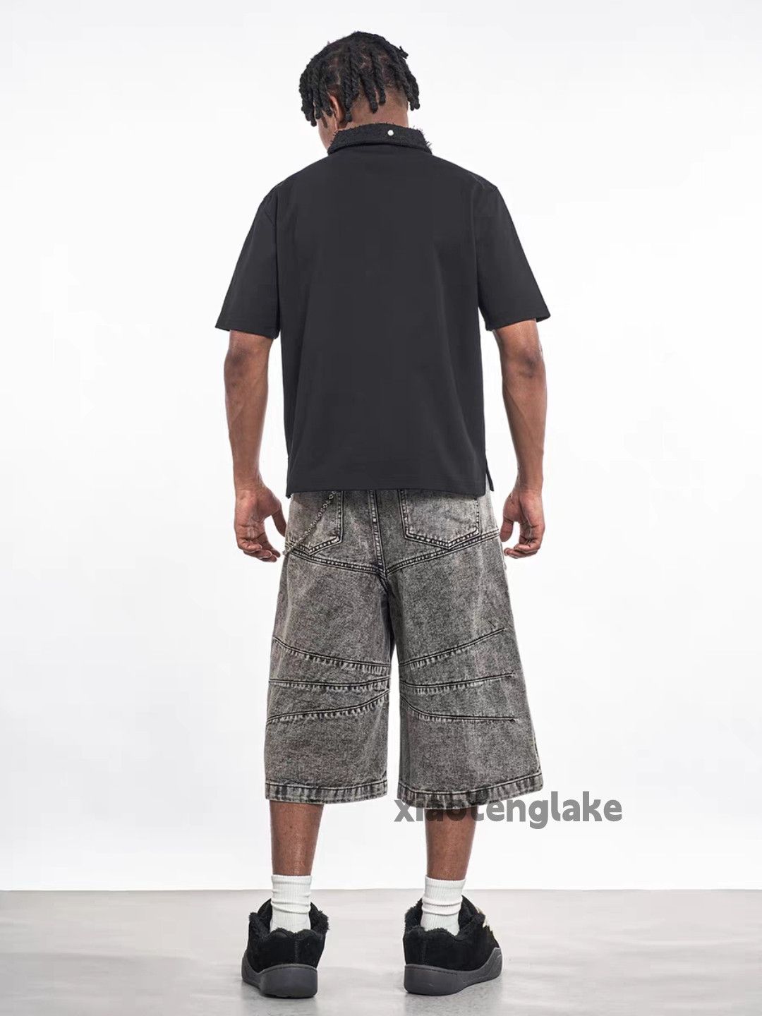 Designer Unisex washed faded cleanfit yuppie loose cargo shorts Size US 34 / EU 50 - 6 Thumbnail