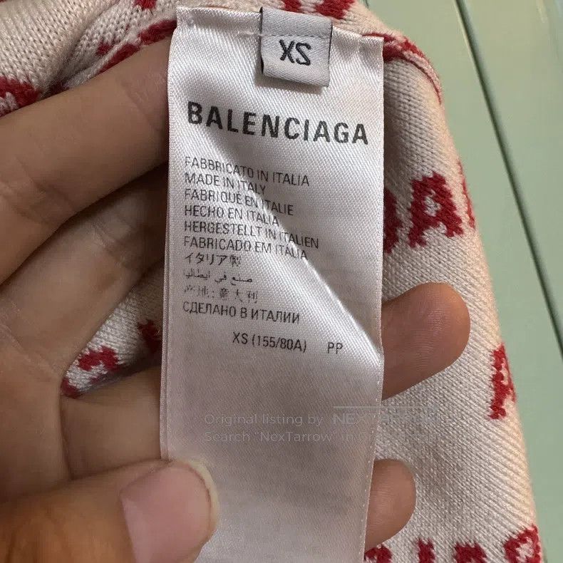 Balenciaga Balenciaga Red Full Print Logo Knit Sweater Size US XS / EU 42 / 0 - 4 Thumbnail