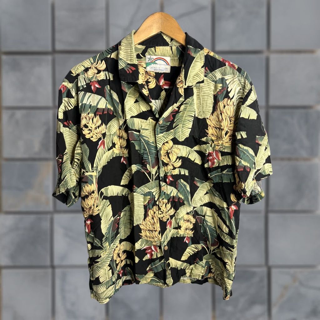 Paradise Found Paradise Found Shirt Mens Large Black Banana Leaf Hawaiian Camp Button Front Size US L / EU 52-54 / 3 - 1 Thumbnail