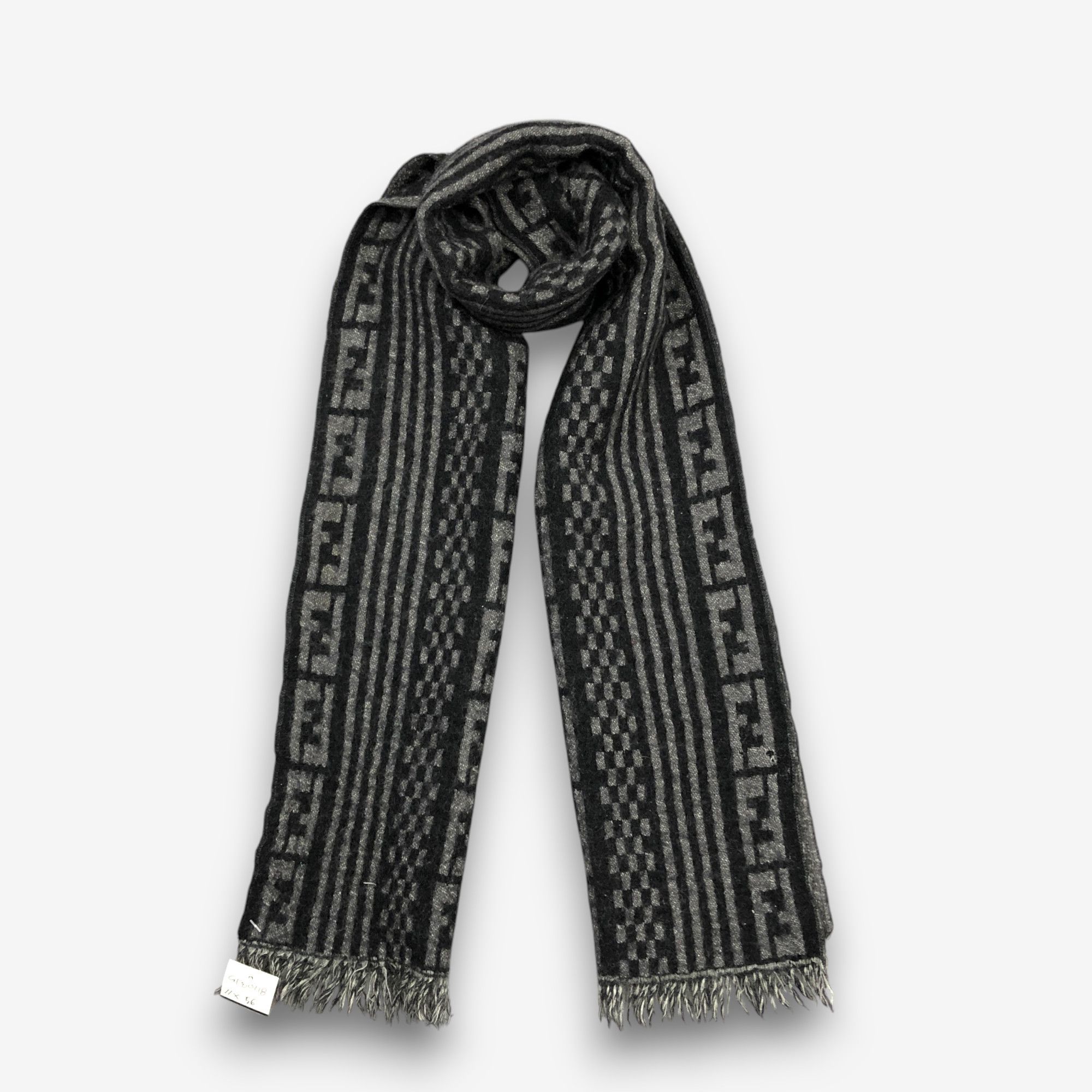 Vintage Fendi Scarf FF Monogram Muffler Wool Scarves