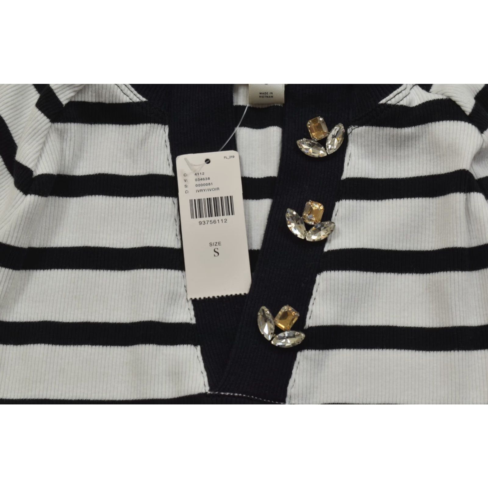 Vintage Maeve Women Blouse Henley Knit Striped Ivory Black Long Sleeve Tunic Casual XS? Size S / US 4 / IT 40 - 6 Thumbnail
