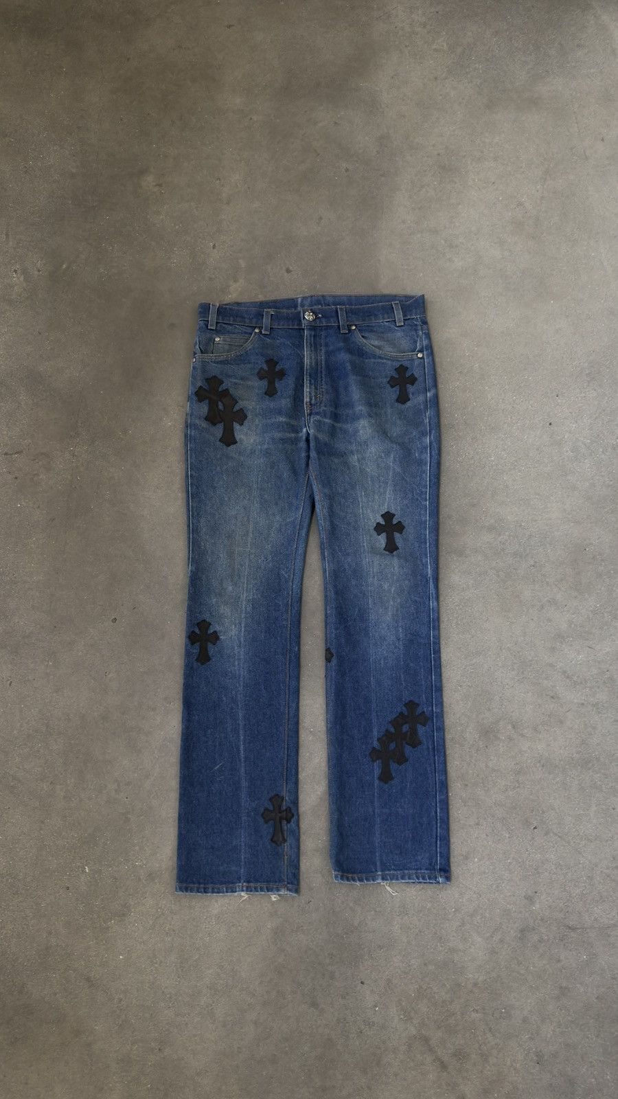 Chrome Hearts SUPER RARE! Chrome Hearts Levi's 517 Black Cross Patch Jeans Size US 33 - 1 Thumbnail
