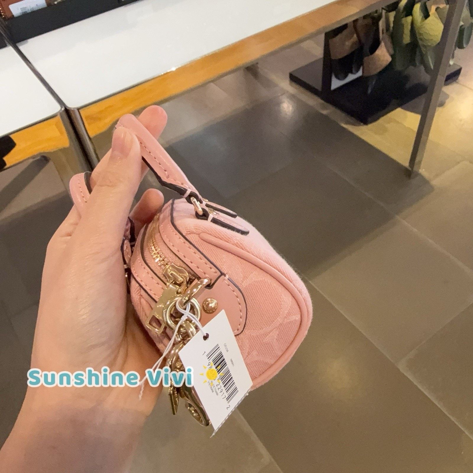 Coach NWT Coach Mini Rowan Bag Charm Denim Gold/Light Pink CEU38 Size ONE SIZE - 4 Thumbnail