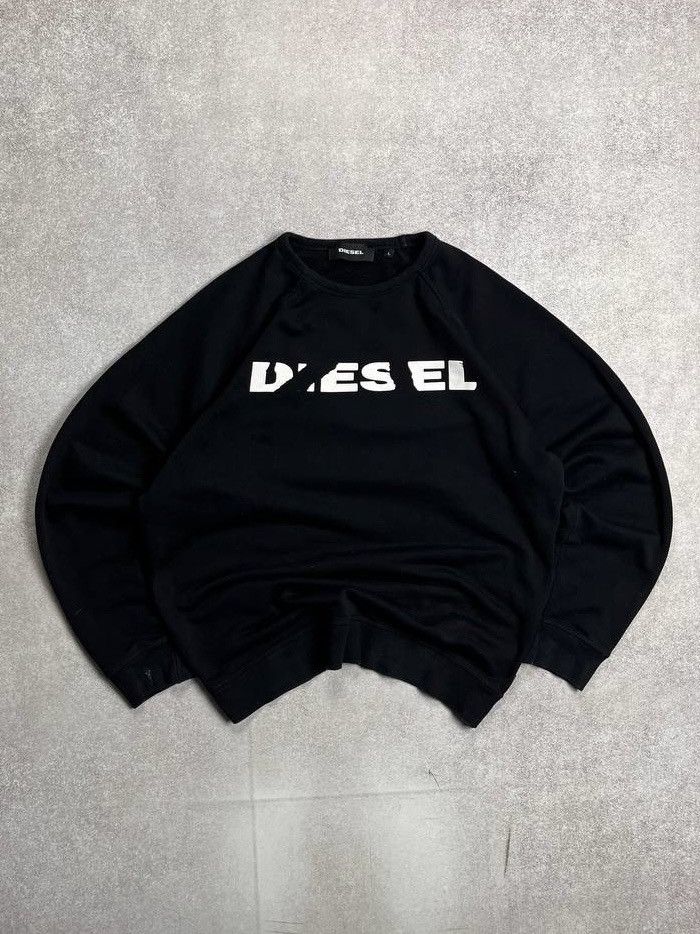 Diesel × Vintage VINTAGE DIESEL SPELLOUT BLACK BOXY SWEATSHIRT Y2K L Size US L / EU 52-54 / 3 - 1 Thumbnail