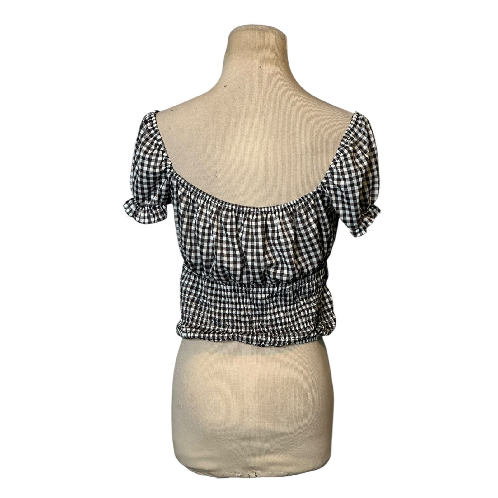 Bershka Bershka black white check short sleeves peasant top size m Size M / US 6-8 / IT 42-44 - 11 Thumbnail