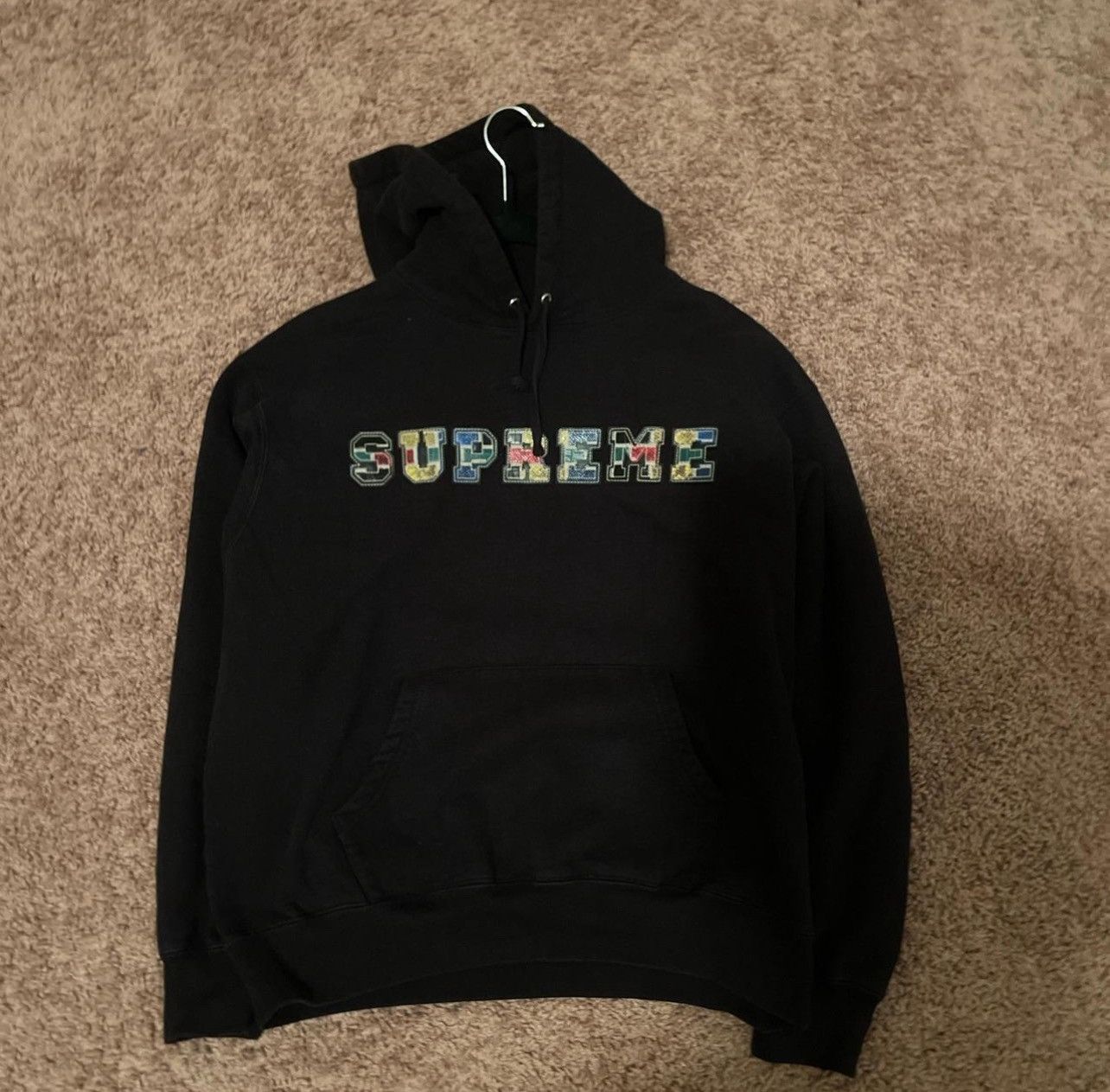 Supreme Patchwork Black Hoodie | Grailed