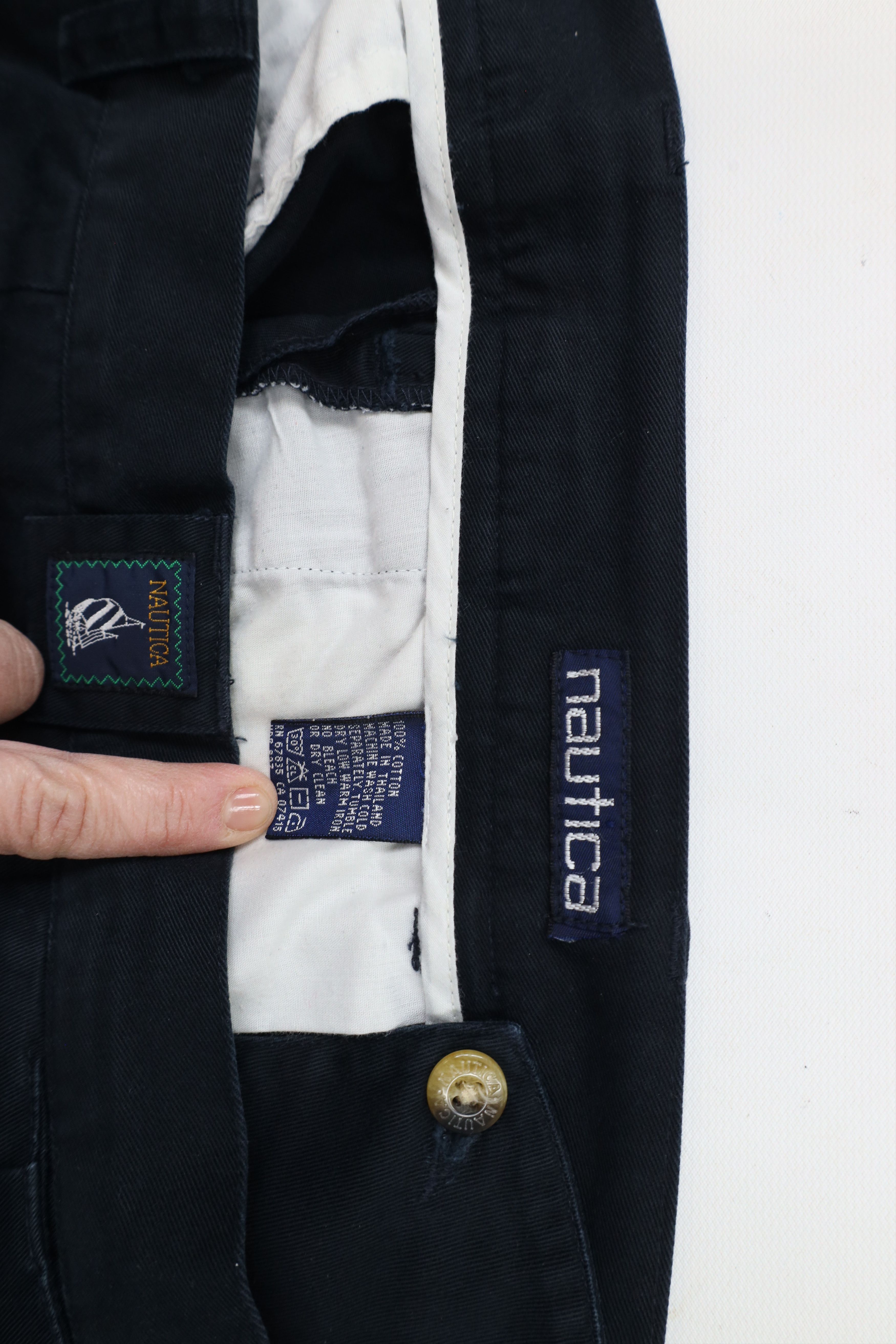 Nautica × Vintage Vintage 90s Nautica Spell Pleated Wide Leg Chino Pants Blue Size US 34 / EU 50 - 7 Thumbnail