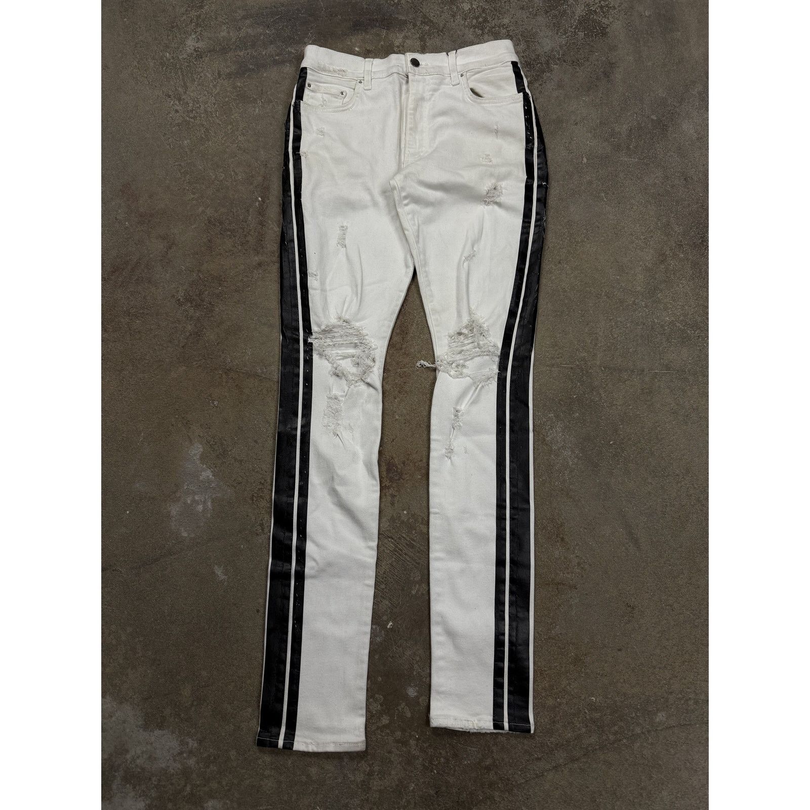 Amiri Amiri Jeans White Black Stripe Used 31 Size US 31 - 1 Thumbnail