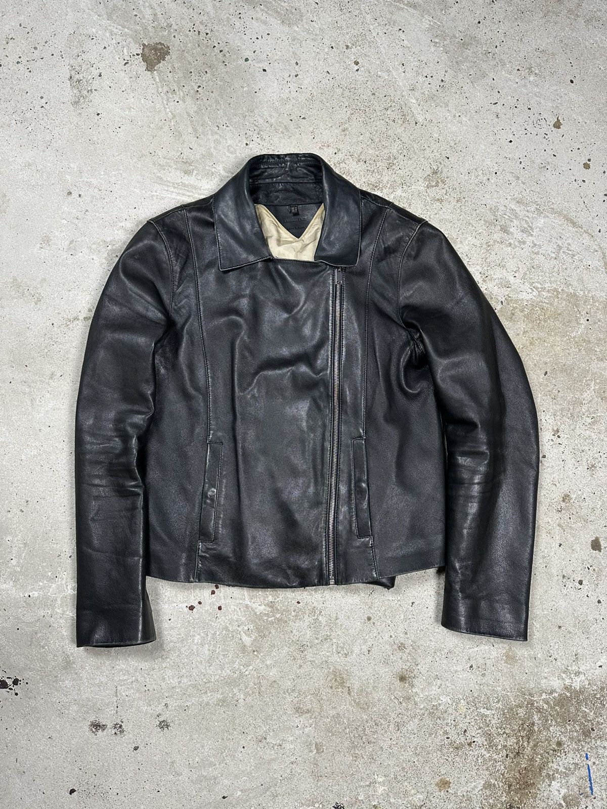 Massimo Dutti Massimo Dutti Black Sheep Leather Asymmetrical Moto Biker Size M / US 6-8 / IT 42-44 - 2 Thumbnail