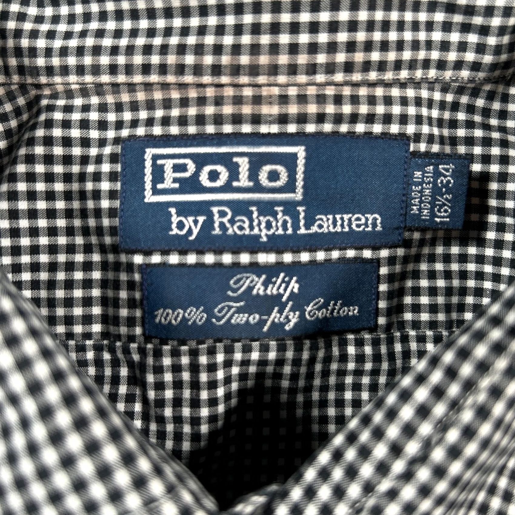 Polo Ralph Lauren Polo Ralph Lauren Shirt Mens 16.5 Dress Men Black White Gingham Check Cotton Philip Size 46R - 3 Thumbnail