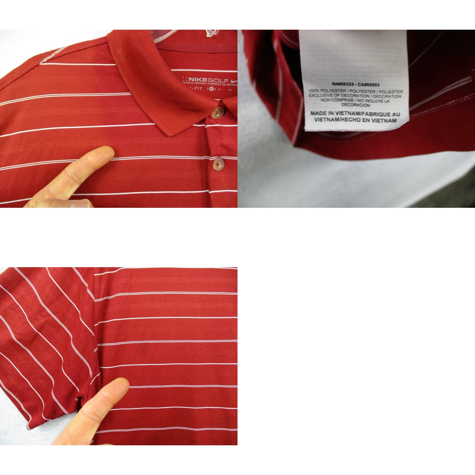Nike Nike Golf Polo Shirt XL Mens Dri-Fit Red White Stripe Short Sleeve Size US XL / EU 56 / 4 - 8 Thumbnail