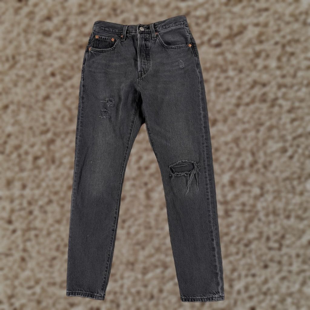 Levi's Levi's Jeans Womens 501 XX Black Denim Distressed Slim 25x27 Jeans Womens 25 Black Denim Distressed 501 XX Levi's - Vintage: No Size 42" / US 20 - 1 Thumbnail