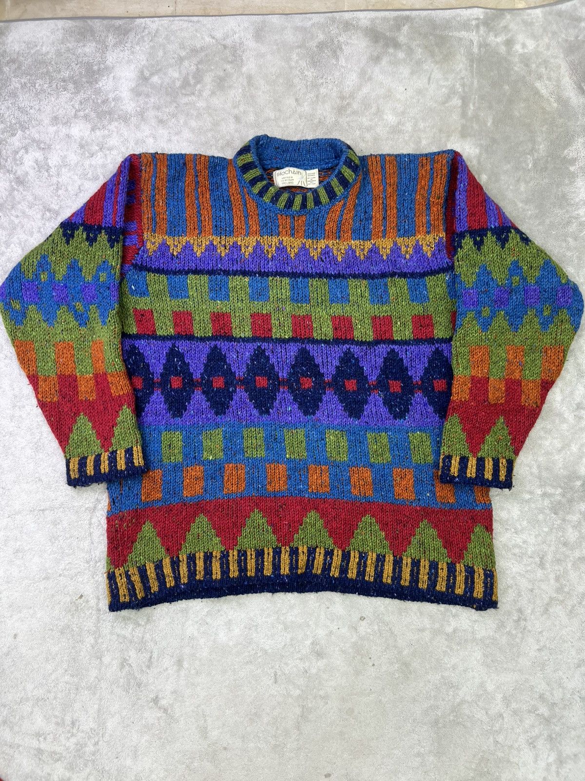 Other Irish Pure NewWool Geometric KnitSweater Handmade Multicolor Size US L / EU 52-54 / 3 - 1 Thumbnail