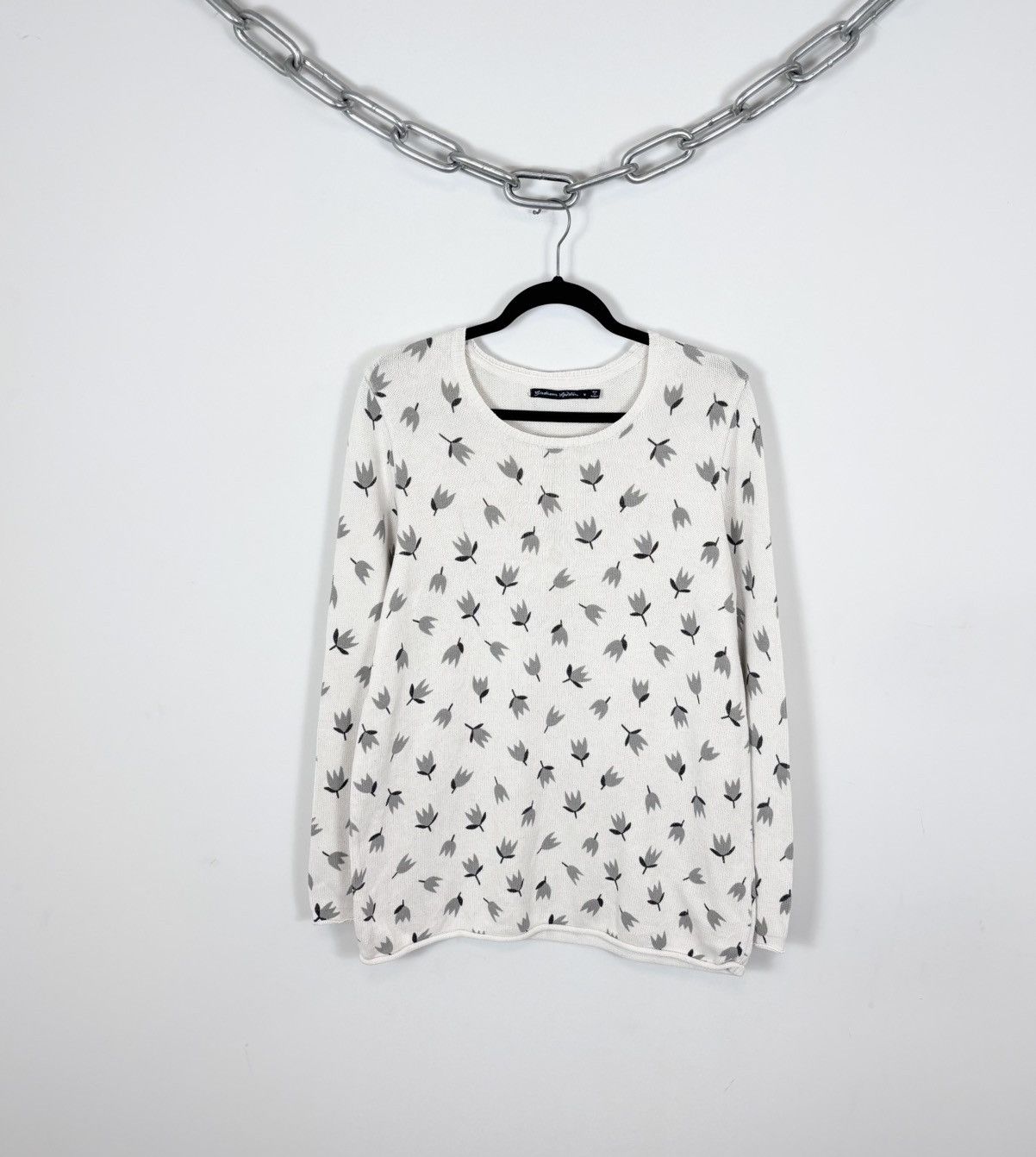 Gudrun Sjoden Gudrun Sjoden Women’s Leaf Pattern Cotton Sweater Pullover Size M / US 6-8 / IT 42-44 - 1 Thumbnail
