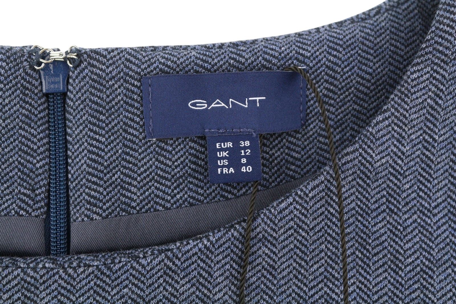 Gant HERRINGBONE JERSE EU38 Blue Round Neck Dress 85194 Size M / US 6-8 / IT 42-44 - 9 Thumbnail