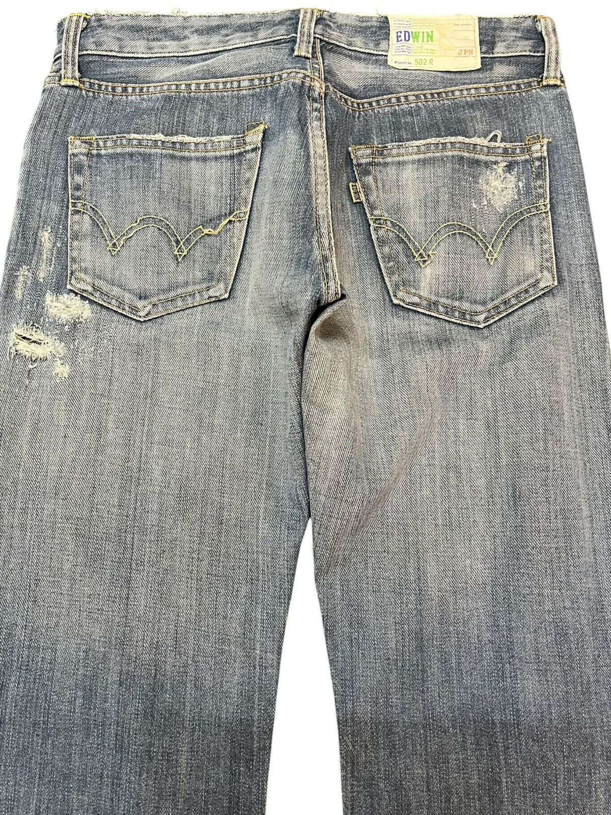 Vintage Edwin 502 R Faded Distressed Denim
