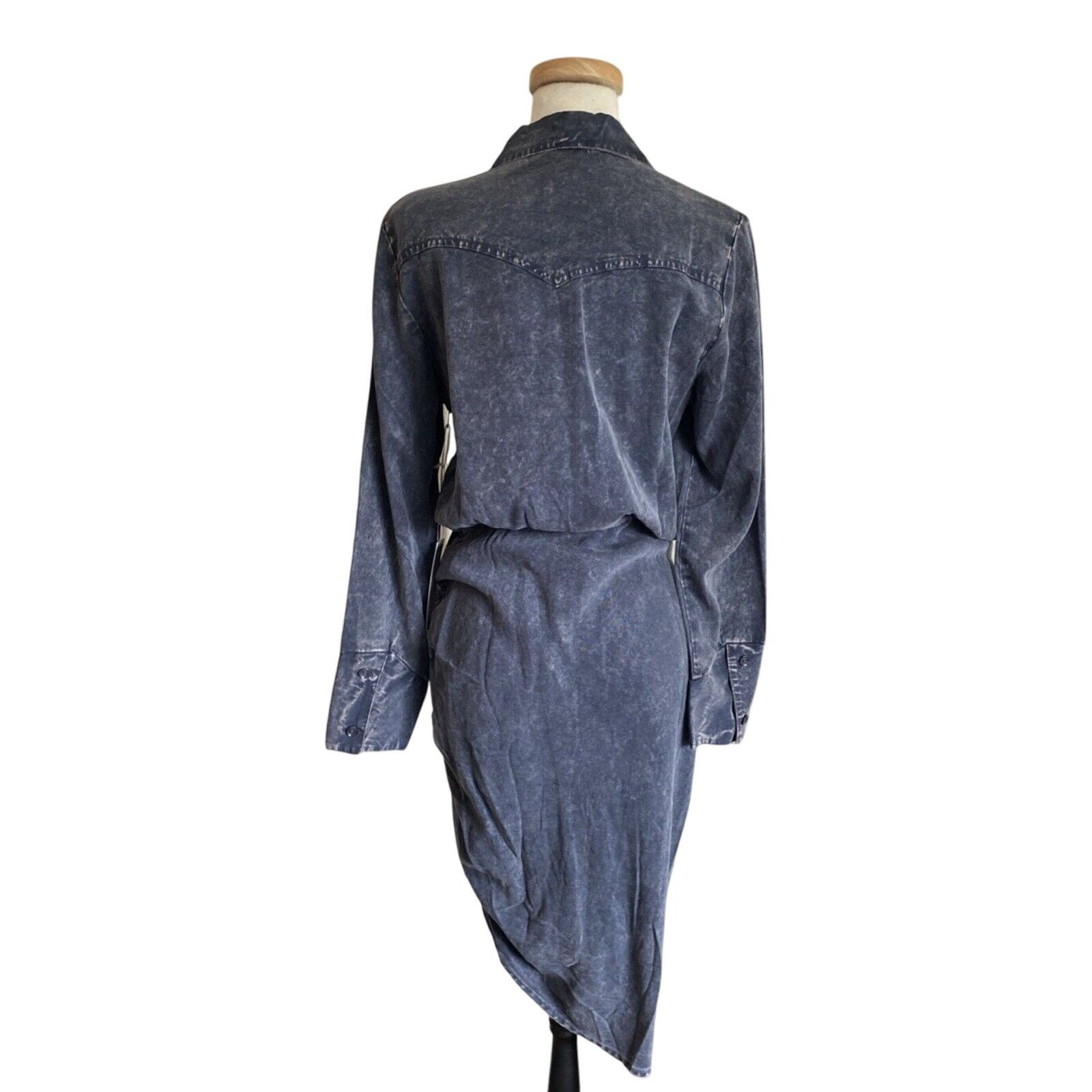 Young Fabulous & Broke Young Fabulous & Broke Shirt Dress Large Tencel Ruched Blue Size L / US 10 / IT 46 - 3 Thumbnail