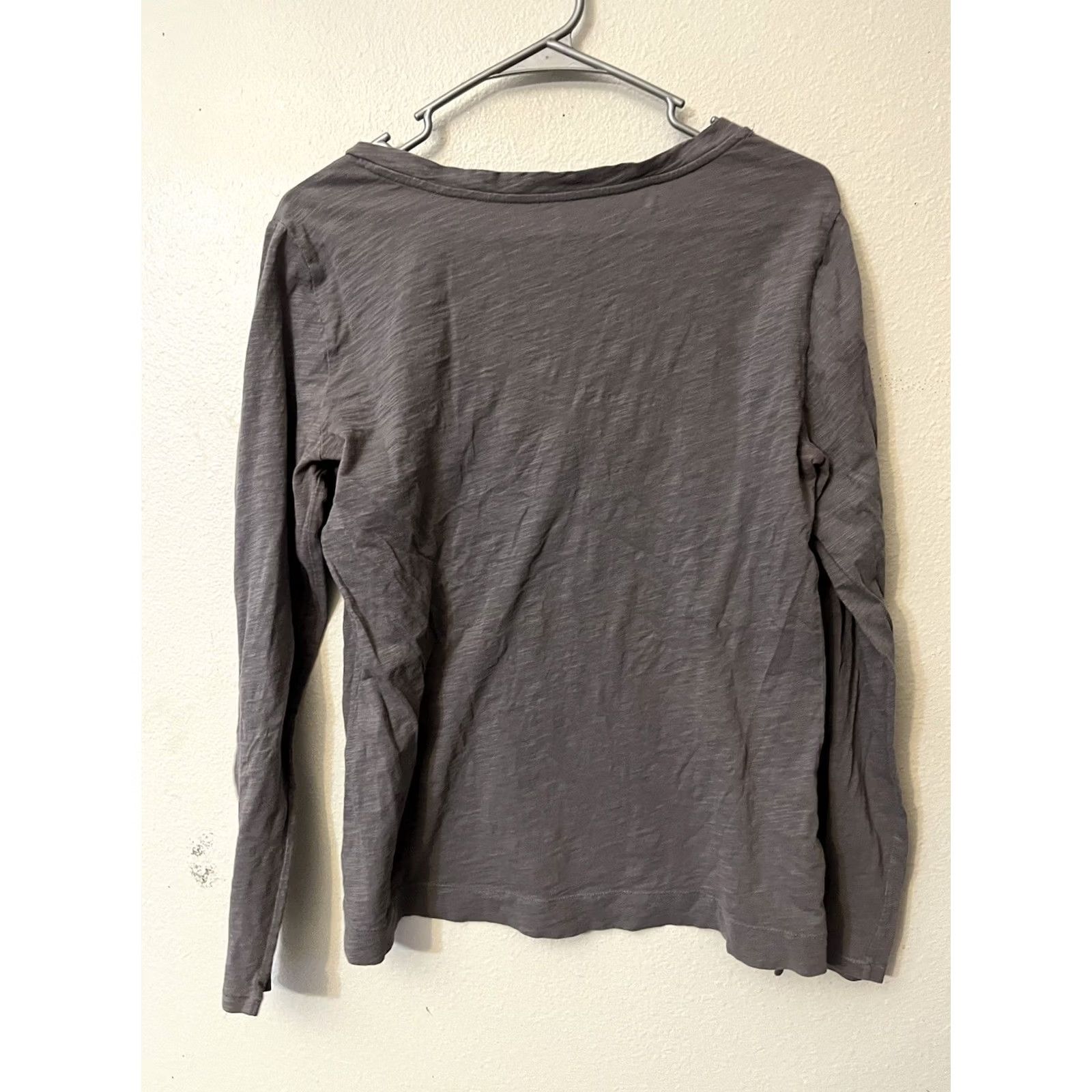 Ann Taylor Ann Taylor LOFT Womens Shirt Gray Scoop Ruffle Long Sleeve Large Size L / US 10 / IT 46 - 3 Thumbnail