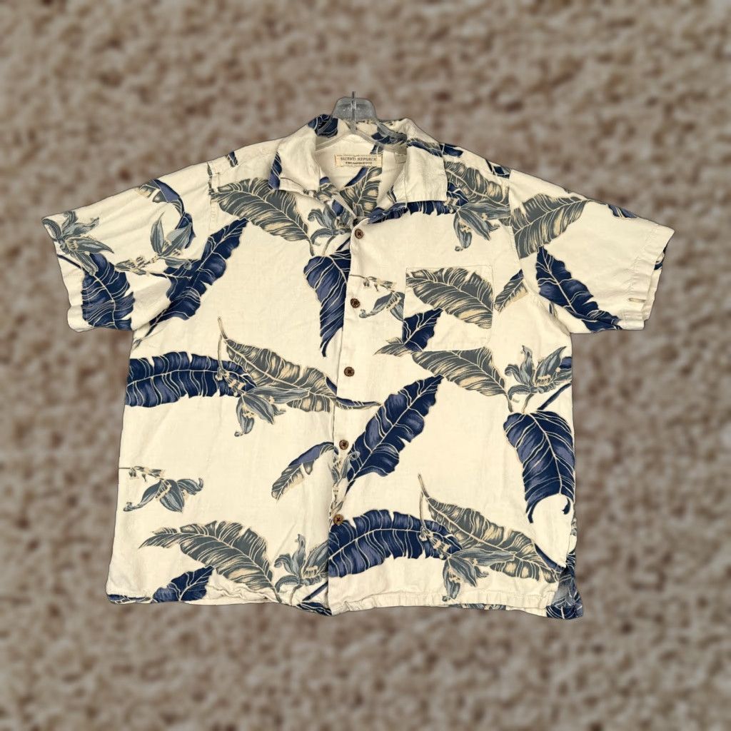 Vintage VINTAGE Island Republic Shirt Men Large Ivory Floral Silk Button-Up Hawaiian READ Size US L / EU 52-54 / 3 - 1 Thumbnail