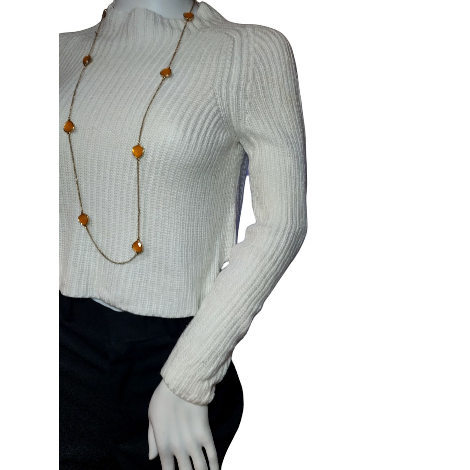 American Apparel American Apparel Sweater Long Sleeves Rib Knit White Small Size S / US 4 / IT 40 - 3 Thumbnail